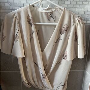 Astr Cream Floral Wrap Blouse